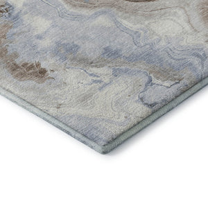 HomeRoots 8' X 10' Abstract Washable Area Rug in Taupe, Blue & Ivory – UV Protected, Durable & Easy Care! 706155
