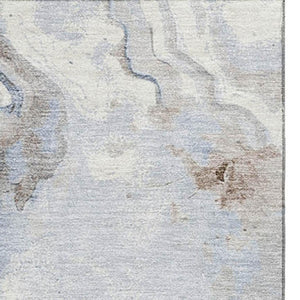 HomeRoots 8' X 10' Abstract Washable Area Rug in Taupe, Blue & Ivory – UV Protected, Durable & Easy Care! 706155