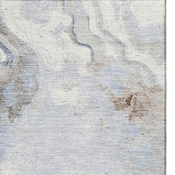 HomeRoots 8' X 10' Abstract Washable Area Rug in Taupe, Blue & Ivory – UV Protected, Durable & Easy Care! 706155