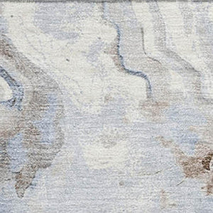 HomeRoots 9' X 12' Abstract Taupe Blue & Ivory Area Rug - Washable, UV Protected & Perfect for High-Traffic Rooms! 706156