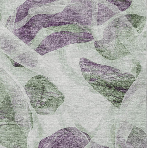 HomeRoots 8' X 10' Abstract Artichoke Green and Lavender Washable Area Rug with UV Protection for Busy Homes 706161