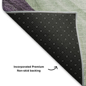HomeRoots 9' X 12' Artichoke Green Abstract Area Rug – Washable, UV Protected, Durable & Stylish for Modern Homes 706162