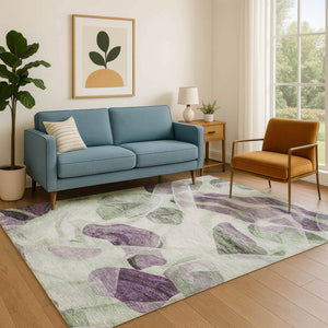 HomeRoots 9' X 12' Artichoke Green Abstract Area Rug – Washable, UV Protected, Durable & Stylish for Modern Homes 706162