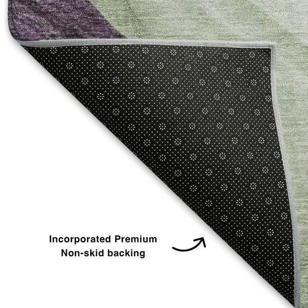 HomeRoots 10' X 14' Artichoke Green Abstract Washable Area Rug with UV Protection for Busy Homes & Families 706163
