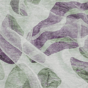 HomeRoots 10' X 14' Artichoke Green Abstract Washable Area Rug with UV Protection for Busy Homes & Families 706163