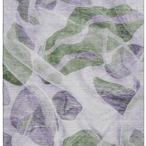 HomeRoots 5' X 8' Modern Lavender Green Ivory Abstract Area Rug - Washable with UV Protection & Stain Resistance 706165
