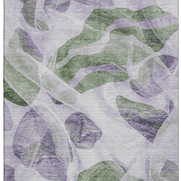 HomeRoots 5' X 8' Modern Lavender Green Ivory Abstract Area Rug - Washable with UV Protection & Stain Resistance 706165