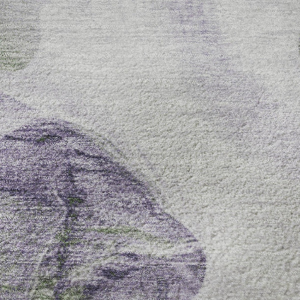 HomeRoots 8' Modern Abstract Lavender Green & Ivory Washable Round Rug with UV Protection & Non-Slip Backing 706166