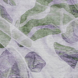 HomeRoots 8' X 10' Modern Abstract Lavender Green & Ivory Washable Area Rug with UV Protection & Durability 706167