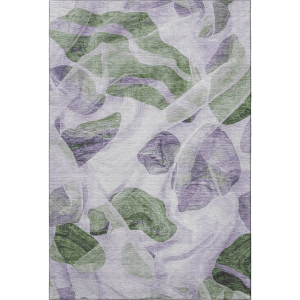 HomeRoots 8' X 10' Modern Abstract Lavender Green & Ivory Washable Area Rug with UV Protection & Durability 706167