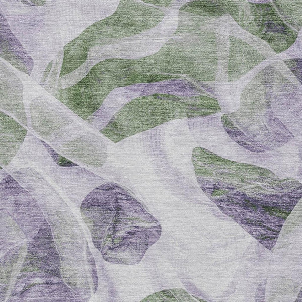 HomeRoots 9' X 12' Abstract Lavender Green & Ivory Washable Area Rug with UV Protection for Busy Homes 706168