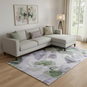 HomeRoots 10' X 14' Stylish Lavender Green Ivory Abstract Area Rug – Washable, UV Protected, Durable Design 706169