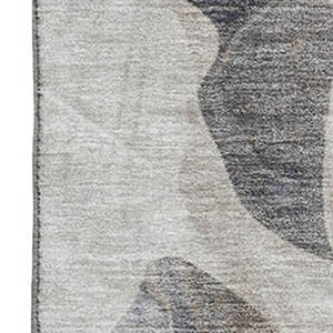 HomeRoots 5' X 8' Beige Blue Ivory Abstract Area Rug - Washable, UV Protected, Stain Resistant for Homes 706171