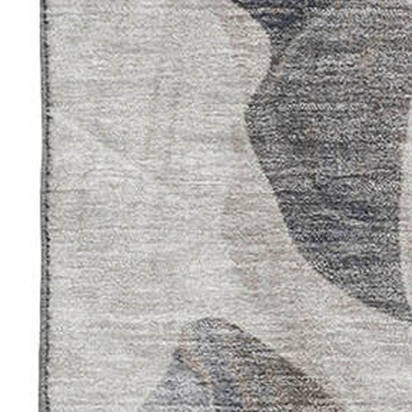 HomeRoots 5' X 8' Beige Blue Ivory Abstract Area Rug - Washable, UV Protected, Stain Resistant for Homes 706171