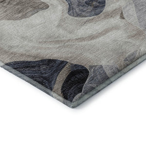 HomeRoots 8' X 10' Washable Abstract Area Rug in Beige, Blue & Ivory - Stain-Resistant with UV Protection! 706173