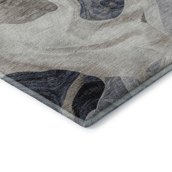HomeRoots 8' X 10' Washable Abstract Area Rug in Beige, Blue & Ivory - Stain-Resistant with UV Protection! 706173