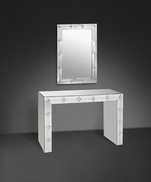 English Elm Hessa Glam Mirrored Console Table with Rhinestone Inlay for Entryway Decor B2726P446690