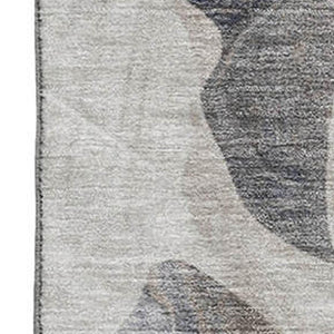 HomeRoots 10' X 14' Abstract Washable Area Rug in Beige, Blue & Ivory - UV Protection, Durable & Easy Care! 706175