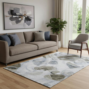 HomeRoots 5' X 8' Sky Blue & Brown Abstract Area Rug - Washable, UV Protected, Perfect for Any Room Style! 706177