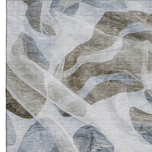 HomeRoots 5' X 8' Sky Blue & Brown Abstract Area Rug - Washable, UV Protected, Perfect for Any Room Style! 706177