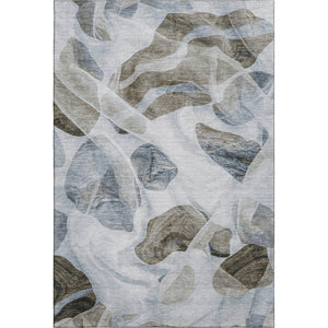 HomeRoots 8' X 10' Sky Blue & Brown Abstract Washable Area Rug – Durable, UV-Protected, Easy-Care Design! 706179