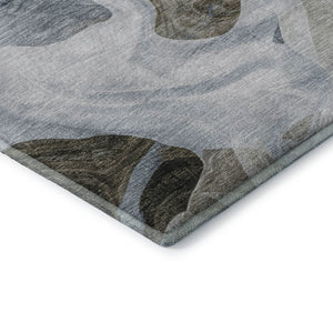 HomeRoots 8' X 10' Sky Blue & Brown Abstract Washable Area Rug – Durable, UV-Protected, Easy-Care Design! 706179