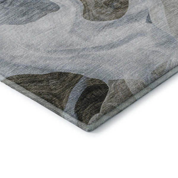 HomeRoots 8' X 10' Sky Blue & Brown Abstract Washable Area Rug – Durable, UV-Protected, Easy-Care Design! 706179