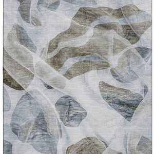 HomeRoots 8' X 10' Sky Blue & Brown Abstract Washable Area Rug – Durable, UV-Protected, Easy-Care Design! 706179