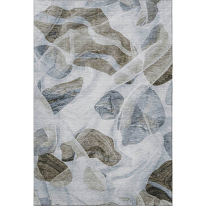HomeRoots 8' X 10' Sky Blue & Brown Abstract Washable Area Rug – Durable, UV-Protected, Easy-Care Design! 706179