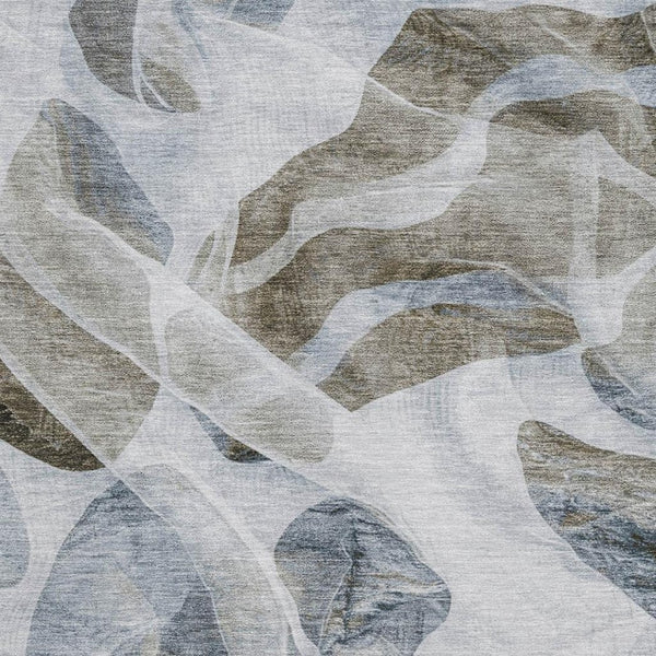HomeRoots 10' X 14' Sky Blue & Brown Abstract Washable Area Rug - UV Protected, Durable, Modern Design for Homes 706181