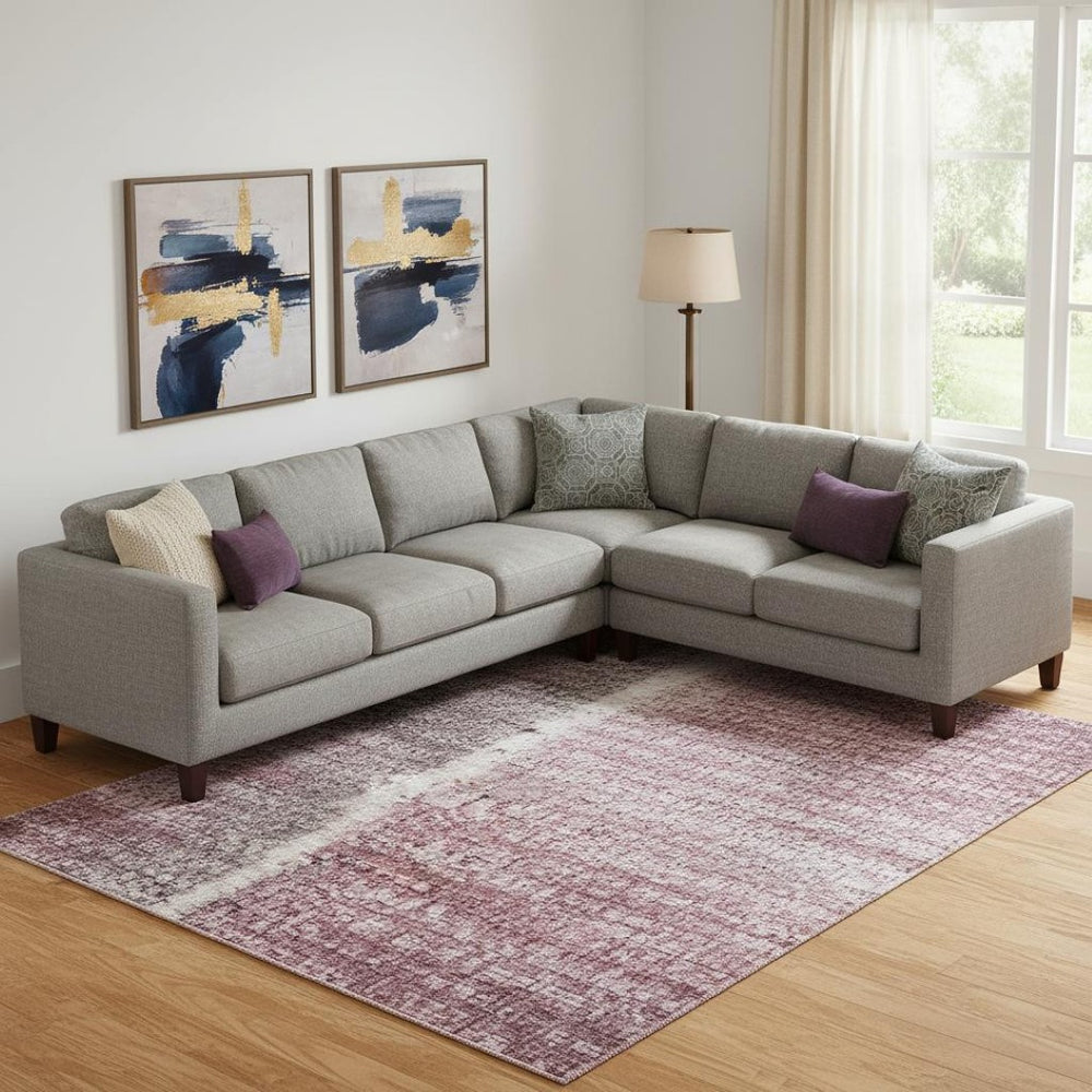 HomeRoots 10' X 14' Blush Purple and Gray Floral Washable Area Rug with UV Protection for Homes with Kids & Pets 706187