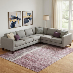 HomeRoots 10' X 14' Blush Purple and Gray Floral Washable Area Rug with UV Protection for Homes with Kids & Pets 706187