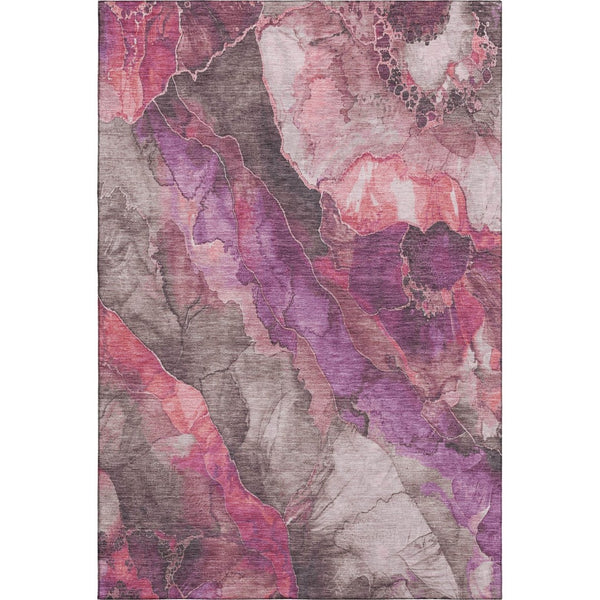 HomeRoots 10' X 14' Blush Purple and Gray Floral Washable Area Rug with UV Protection for Homes with Kids & Pets 706187