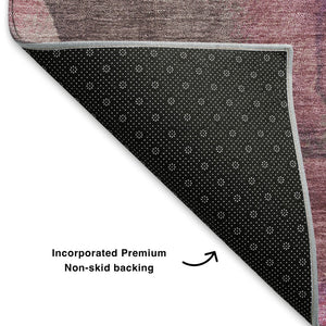 HomeRoots 10' X 14' Blush Purple and Gray Floral Washable Area Rug with UV Protection for Homes with Kids & Pets 706187