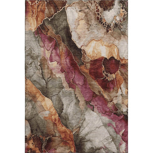 HomeRoots 5' X 8' Washable Floral Area Rug in Khaki, Blush & Taupe - UV Protected, Pet-Friendly, Durable Design 706189