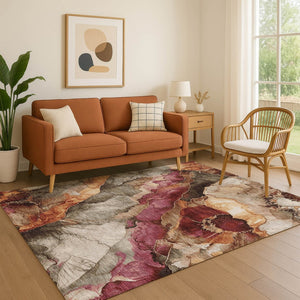 HomeRoots 8' X 10' Floral Washable Area Rug in Khaki, Blush & Taupe - Stain Resistant, UV Protected & Durable 706191