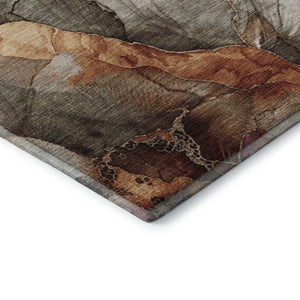 HomeRoots 8' X 10' Floral Washable Area Rug in Khaki, Blush & Taupe - Stain Resistant, UV Protected & Durable 706191