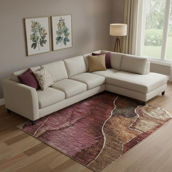 HomeRoots 9' X 12' Washable Floral Area Rug in Khaki, Blush & Taupe - Durable, UV-Protected & Non-Slip Design 706192