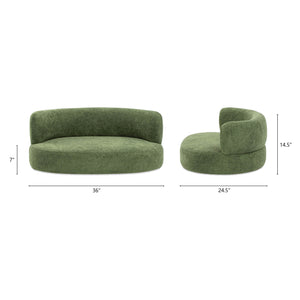 English Elm Jennifer Taylor Home - Shep 36" Curved Dog Sofa Bed Medium Moss Green Fleeced Teddy — Plush Scandinavian Benchmade Lounge, Durable Support B2719P320242