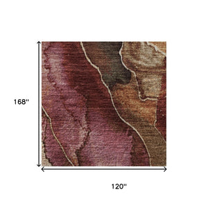 HomeRoots 10' Khaki Blush Taupe Floral Washable Area Rug - UV Protected, Stain Resistant, Family Friendly Decor 706193