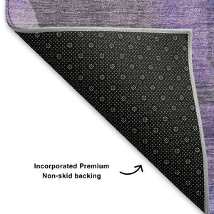 HomeRoots 5' X 8' Elegant Lavender Gray Floral Area Rug - Washable, UV Protected, Non-Slip, Easy Care Design 706195
