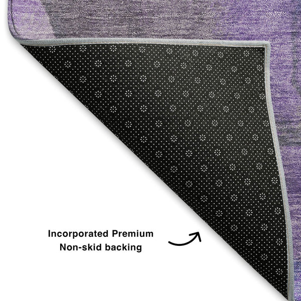 HomeRoots 5' X 8' Elegant Lavender Gray Floral Area Rug - Washable, UV Protected, Non-Slip, Easy Care Design 706195