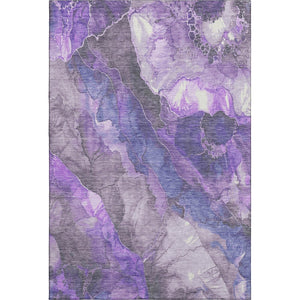 HomeRoots 8' X 10' Elegant Lavender Gray & Ivory Floral Area Rug – Washable, Stain-Resistant & UV Protected! 706197