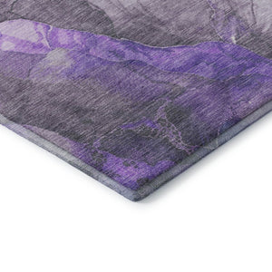 HomeRoots 8' X 10' Elegant Lavender Gray & Ivory Floral Area Rug – Washable, Stain-Resistant & UV Protected! 706197