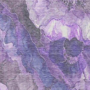 HomeRoots 8' X 10' Elegant Lavender Gray & Ivory Floral Area Rug – Washable, Stain-Resistant & UV Protected! 706197