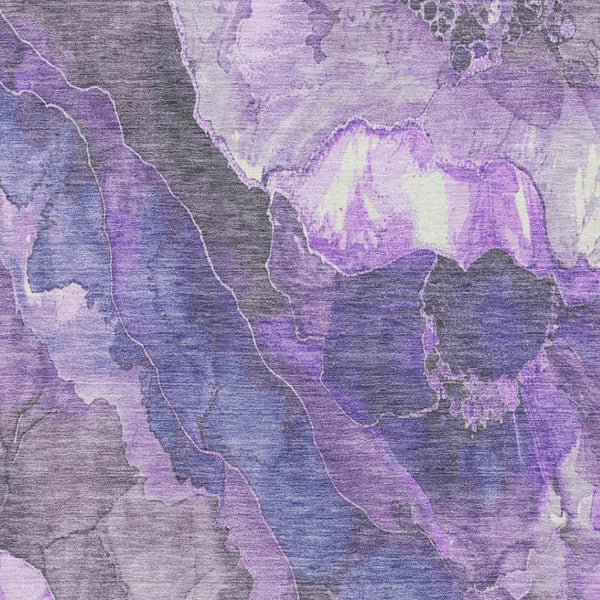 HomeRoots 8' X 10' Elegant Lavender Gray & Ivory Floral Area Rug – Washable, Stain-Resistant & UV Protected! 706197