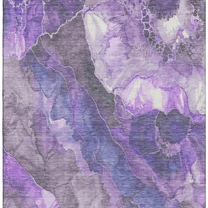 HomeRoots 8' X 10' Elegant Lavender Gray & Ivory Floral Area Rug – Washable, Stain-Resistant & UV Protected! 706197