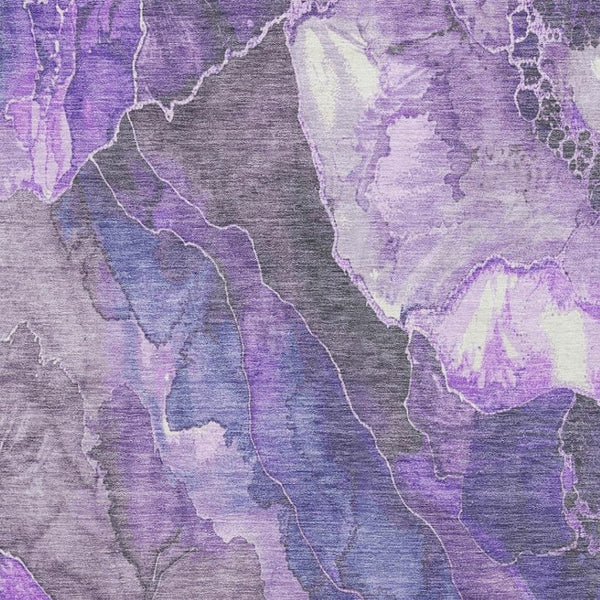 HomeRoots 9' X 12' Elegant Lavender Gray Floral Washable Area Rug - Durable, UV Protected, Perfect for Homes! 706198