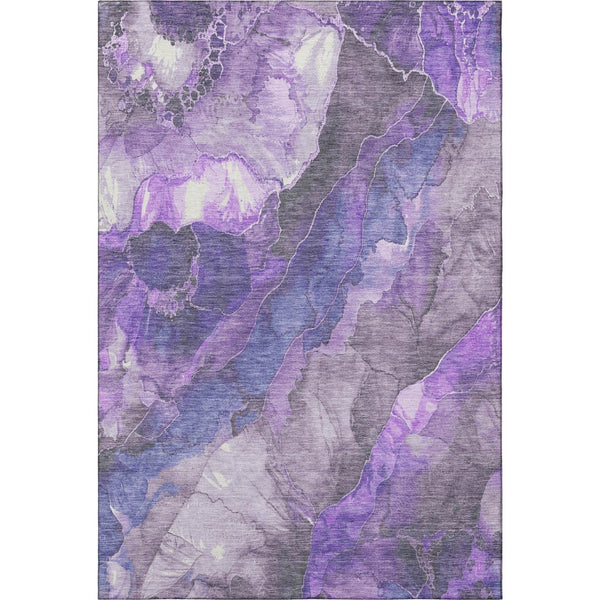 HomeRoots 10' Floral Area Rug in Lavender Gray & Ivory - Washable, Stain Resistant, UV Protected for Homes 706199