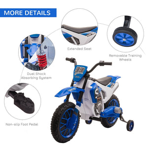 English Elm Aosom 12v Ride-on Dirt Bike for Kids with Training Wheels and Throttle Control W2225P200734
